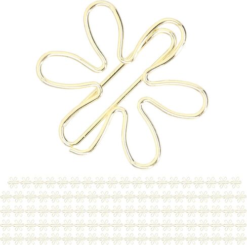 100Pcs Cute Gold Mini Paper Clips, Flower and Arrowhead Shapes Paperclips Electroplated Gold Paper Clips for Wedding Marriage Office School Home(#1) in Kuwait