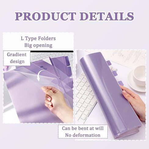 MIUPOO Poly Project Organizer,Documents Project Pockets,Office PocketFile,Clear Plastic File Folder Sleeves,L Shaped File Jackets,Blue and Purple Set of 2. in Saudi Arabia