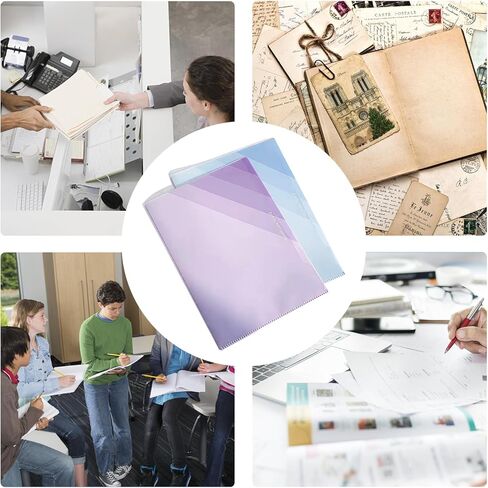 MIUPOO Poly Project Organizer,Documents Project Pockets,Office PocketFile,Clear Plastic File Folder Sleeves,L Shaped File Jackets,Blue and Purple Set of 2. in Saudi Arabia