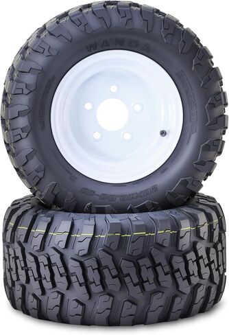WANDA Golf Cart ATV Tire Wheel Assembly 20X10-10 4-Ply with 5 Lugs on 4.5" PCD White Wheel-14054,SET 2 in Saudi Arabia