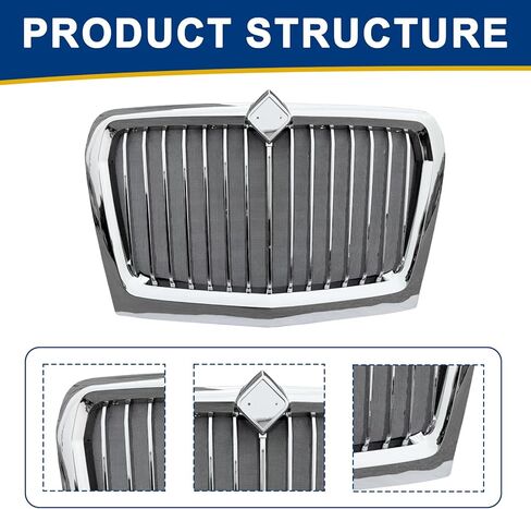 Chrome Grill Grille with Bug Screen Compatible with 2018-2023 International LT625 Front Bumper Grille 4039860C93 (Chrome) in Saudi Arabia