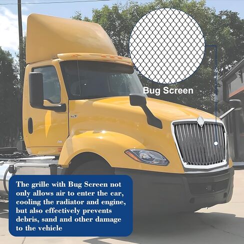 Chrome Grill Grille with Bug Screen Compatible with 2018-2023 International LT625 Front Bumper Grille 4039860C93 (Chrome) in Saudi Arabia