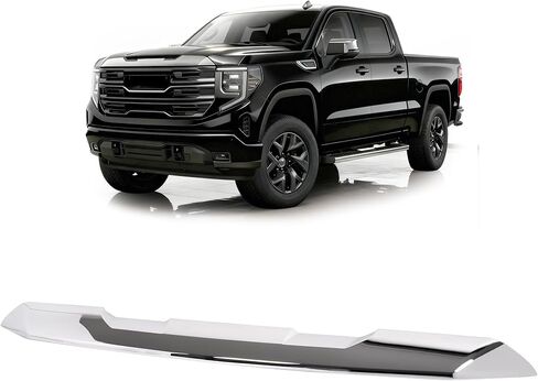 Front Upper Hood Molding Trim Compatible with 2022-2024 GMC Sierra 1500 Bumper Hood Moulding Panel Plastic(ABS) Chrome Silvery in Saudi Arabia