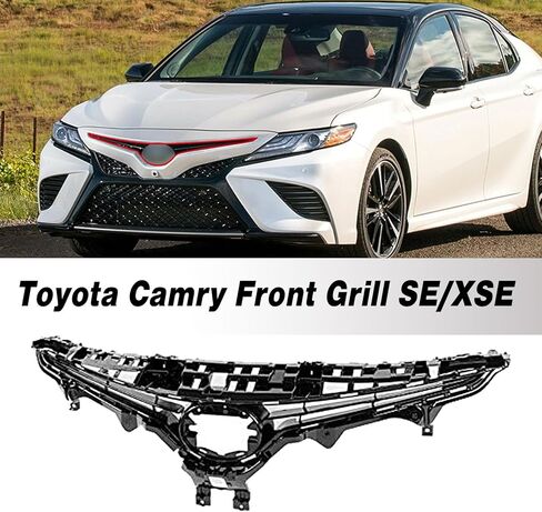 Bewild Front Bumper Grille Grill Fit for 2018 2019 2020 Toyota Camry SE XSE Front Bumper Upper Hood Grille in Saudi Arabia