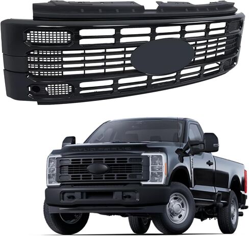 Front Bumper Grille Fit For 2023-2025 Ford F250 F350 F450 F550 Super Duty XL/XLT Front Upper Grill Grille Assembly Replacement For PC3Z8200AB,PC3Z8213A (Glossy Black) in Saudi Arabia