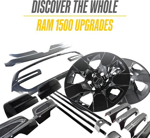 Chrome Delete Black Front Grille Overlay with Secure Adhesive Tape for 2019-2024 Ram 1500 | Easy Installation - No Tools Needed | US Patented in Kuwait