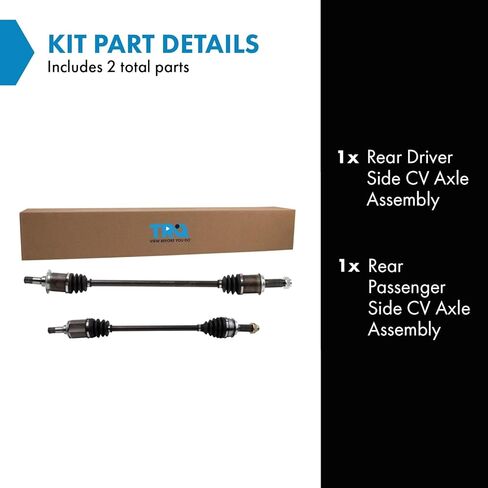 TRQ Rear Driver and Passenger Side CV Axle Assembly Set 2 Piece Compatible with 2007-2008 Honda CR-V 4 Wheel Drive US Built Models (1st VIN Digit 1) in Saudi Arabia