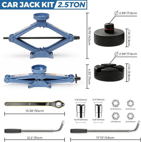 مقبس مقص Larbanke 2.5T، مع وسادة مطاطية Tesla ووسادة مطاطية عالمية، طقم رافعة السيارة مع مفتاح ربط، نطاق رفع من 4 بوصات - 15.75 بوصة، مناسب لنماذج Tesla والعالمية in Kuwait