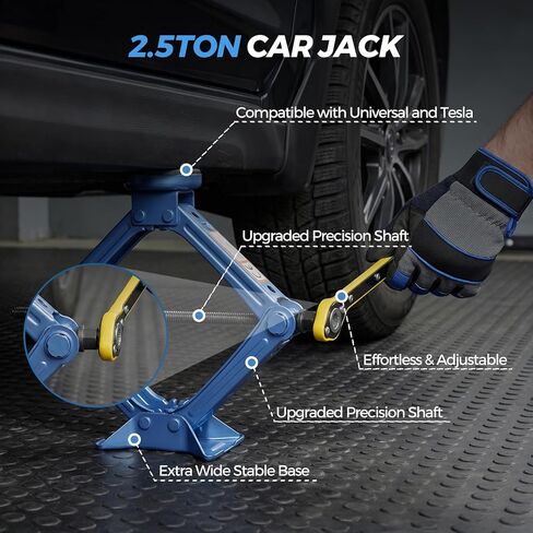مقبس مقص Larbanke 2.5T، مع وسادة مطاطية Tesla ووسادة مطاطية عالمية، طقم رافعة السيارة مع مفتاح ربط، نطاق رفع من 4 بوصات - 15.75 بوصة، مناسب لنماذج Tesla والعالمية in Kuwait