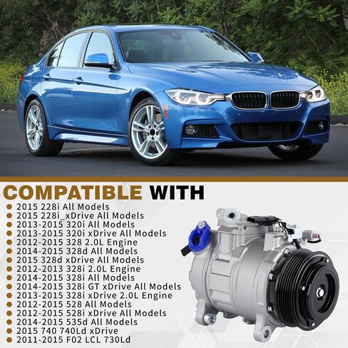 64529216466 Air Conditioner AC Compressor with Clutch Compatible with BMW X5 320i 328i 428i 528i 535i 228i 328d 535d 740Ld GT xDrive Gran Coupe 64529399059,64529330825 in Kuwait