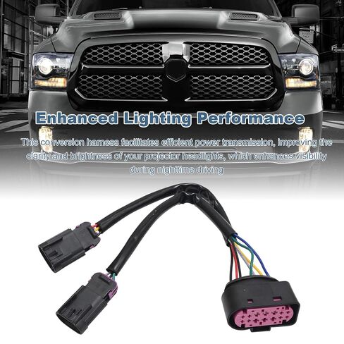 2 Pack Projector Headlight Conversion Harness Replacement for Dodge Ram Truck 2009-2018, for Ram Truck 2009-2018 Conversion Quad Housing to Projector Headlight Wiring Harnesses in Saudi Arabia