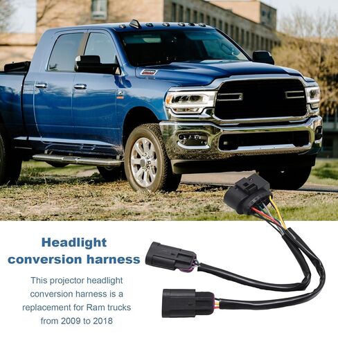 2 Pack Projector Headlight Conversion Harness Replacement for Dodge Ram Truck 2009-2018, for Ram Truck 2009-2018 Conversion Quad Housing to Projector Headlight Wiring Harnesses in Saudi Arabia