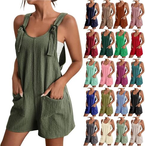 Rompers for Women 2026 Casual Shorts Trendy Loose Sleeveless Beach Romper Jumpsuits Summer Vacation Outfits Clothes in Saudi Arabia