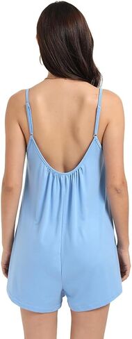 Womens Casual Sleeveless Romper Loose Spaghetti Strap Shorts Overalls Jumpsuit with Pockets Summer Clothes in Saudi Arabia