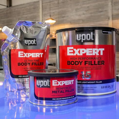 U-POL Expert High Performance Body Filler, Lightweight, Waterproof Automotive Filler, Repairs Dents & Scratches, White, 757ml in Saudi Arabia