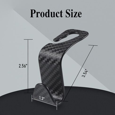 4PCS Car Seat Headrest Hook, Carbon Fiber Car Hook, Car Purse Hook, Back Seat Headrest Hanger, Universal Auto Car Back Seat Hook Organizer Car Interior Accessories for Handbag Purse Coat in Kuwait