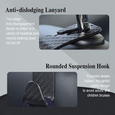 4PCS Car Seat Headrest Hook, Carbon Fiber Car Hook, Car Purse Hook, Back Seat Headrest Hanger, Universal Auto Car Back Seat Hook Organizer Car Interior Accessories for Handbag Purse Coat in Kuwait