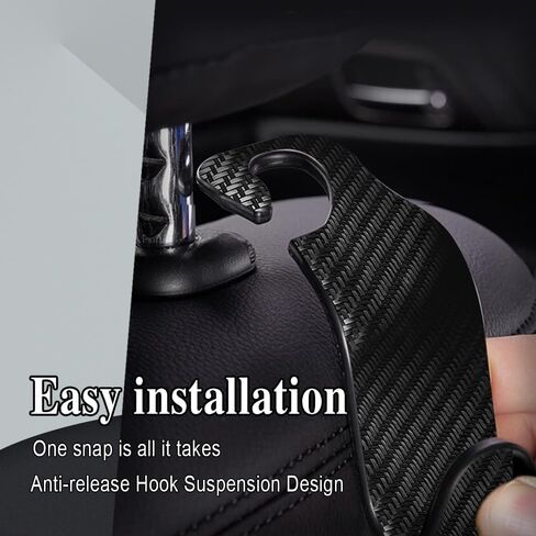 4PCS Car Seat Headrest Hook, Carbon Fiber Car Hook, Car Purse Hook, Back Seat Headrest Hanger, Universal Auto Car Back Seat Hook Organizer Car Interior Accessories for Handbag Purse Coat in Kuwait