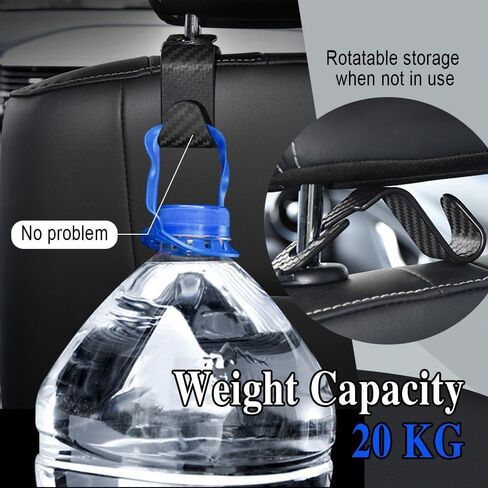 4PCS Car Seat Headrest Hook, Carbon Fiber Car Hook, Car Purse Hook, Back Seat Headrest Hanger, Universal Auto Car Back Seat Hook Organizer Car Interior Accessories for Handbag Purse Coat in Kuwait