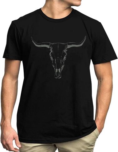 قمصان UNIQUEONE الرجالية من Western Country Cowboy: قمصان Boho Cow Skull جرافيك تي شيرت رجالي للحفلات الموسيقية الريفية in Kuwait