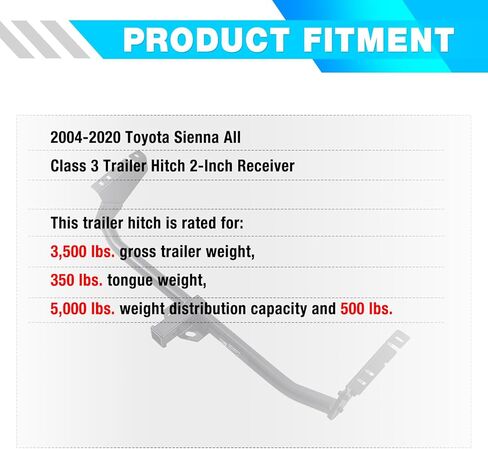 وصلة مقطورة من الفئة 3 مقاس 2 بوصة مناسبة لسيارة Toyota Sienna 2004-2020 وصلة سحب in Kuwait