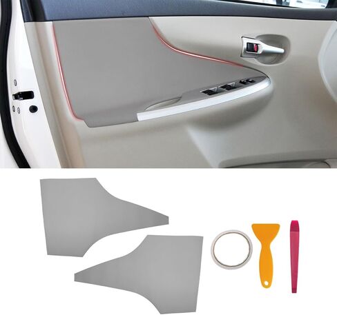 Compatible with Front Door Panels Armrest Cover for Toyota Corolla 2009-2013 Leather Left & Right Front Door Armrest Trim with Installation Tool 2PCS Gray (Leather Only) in Kuwait