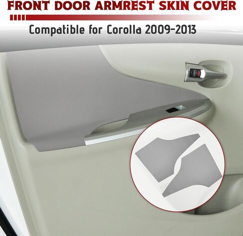 Compatible with Front Door Panels Armrest Cover for Toyota Corolla 2009-2013 Leather Left & Right Front Door Armrest Trim with Installation Tool 2PCS Gray (Leather Only) in Kuwait