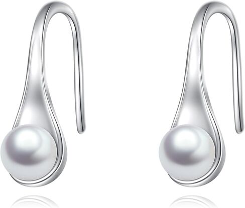 925 Sterling Silver White Freshwater Cultured Pearl Tear Drop Earring Jewelry Gifts for Women in Saudi Arabia