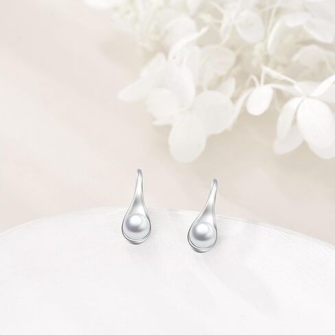 925 Sterling Silver White Freshwater Cultured Pearl Tear Drop Earring Jewelry Gifts for Women in Saudi Arabia