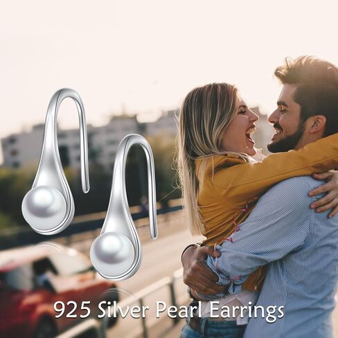 925 Sterling Silver White Freshwater Cultured Pearl Tear Drop Earring Jewelry Gifts for Women in Saudi Arabia
