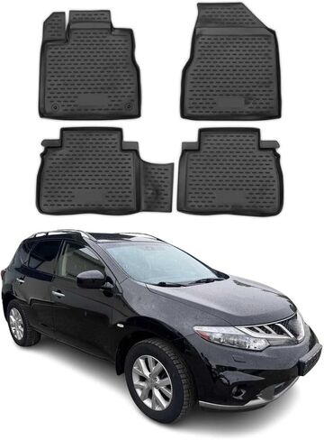 سجادات أرضية OMAC لسيارة Nissan Murano 2009-2014، سجادة مطاطية مناسبة لجميع الأحوال الجوية ثلاثية الأبعاد مقاومة للماء وعديمة الرائحة TPE، قياس بالليزر وغير قابلة للانزلاق (أسود) in Saudi Arabia