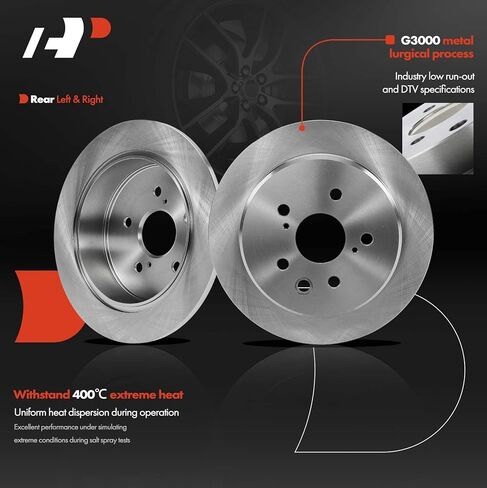 A-Premium Front Vented & Rear Solid Disc Brake Rotors + Ceramic Pads Kit Compatible with Select Lexus Model - IS250 2006-2013 2.5L, 12-PC Set in Saudi Arabia