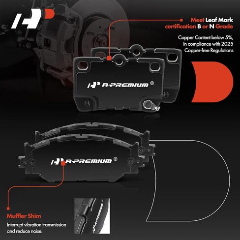A-Premium Front Vented & Rear Solid Disc Brake Rotors + Ceramic Pads Kit Compatible with Select Lexus Model - IS250 2006-2013 2.5L, 12-PC Set in Saudi Arabia