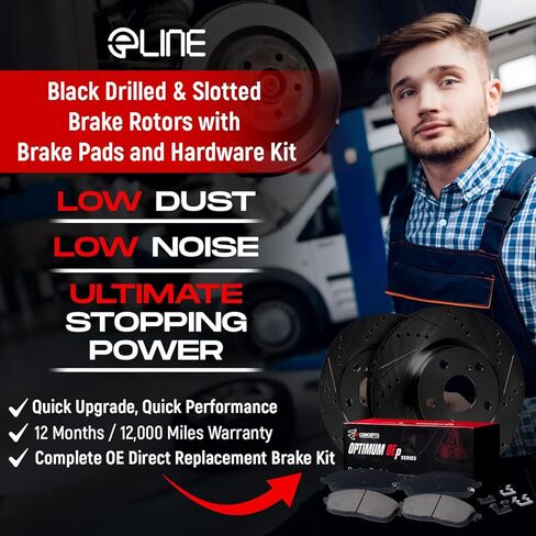 R1 Concepts Front and Rear Brake Kit For 2006-2009 Chevrolet Trailblazer, 2008-2009 Saab 9-7x| Drilled Slotted Brake Rotors| Optimum OEP Brake Pads and Rotors Kit| Hardware included in Kuwait