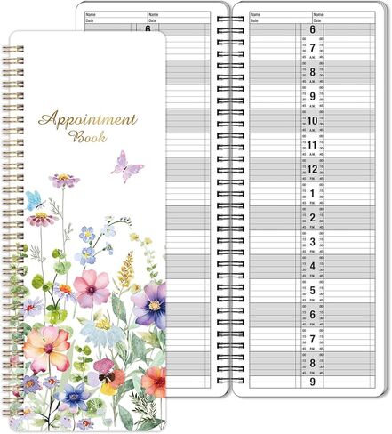 Salon Appointment Book - 11.5" x 4.7", 2 Columns, Undated, 6 AM - 9 PM, Professional Daily Planner, Twin-Wire Binding, 200 Pages, Hourly Planner for Office, Home, or Hair Stylist in Saudi Arabia