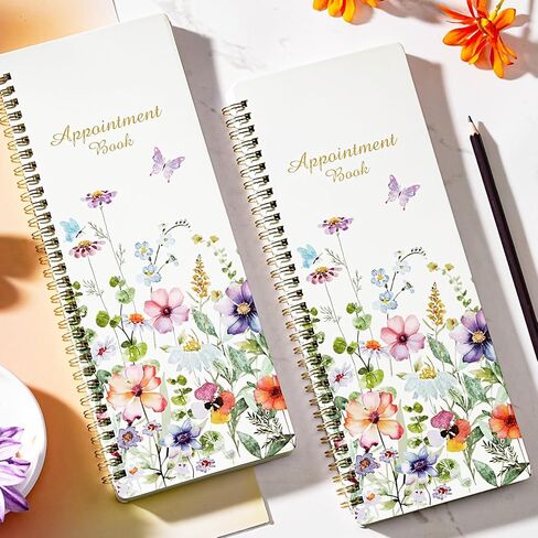 Salon Appointment Book - 11.5" x 4.7", 2 Columns, Undated, 6 AM - 9 PM, Professional Daily Planner, Twin-Wire Binding, 200 Pages, Hourly Planner for Office, Home, or Hair Stylist in Saudi Arabia