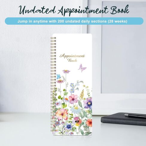 Salon Appointment Book - 11.5" x 4.7", 2 Columns, Undated, 6 AM - 9 PM, Professional Daily Planner, Twin-Wire Binding, 200 Pages, Hourly Planner for Office, Home, or Hair Stylist in Saudi Arabia
