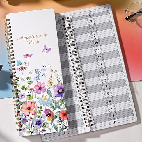 Salon Appointment Book - 11.5" x 4.7", 2 Columns, Undated, 6 AM - 9 PM, Professional Daily Planner, Twin-Wire Binding, 200 Pages, Hourly Planner for Office, Home, or Hair Stylist in Saudi Arabia