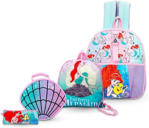 Disney The Little Mermaid Backpack and Lunch Box - Bundle with 16" Ariel Backpack, Lunch Bag, Pencil Holder, Water Bottle, Stickers, More | Little Mermaid School Bag for Girls Set in Saudi Arabia