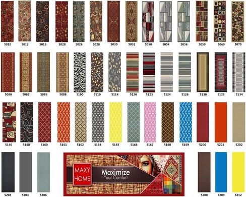 Maxy Home Custom Size Hallway Runner Rug - 22 in x 7 feet - Price Drops by Size - Rubber Backed Non Slip - Choose Width x Length in Saudi Arabia