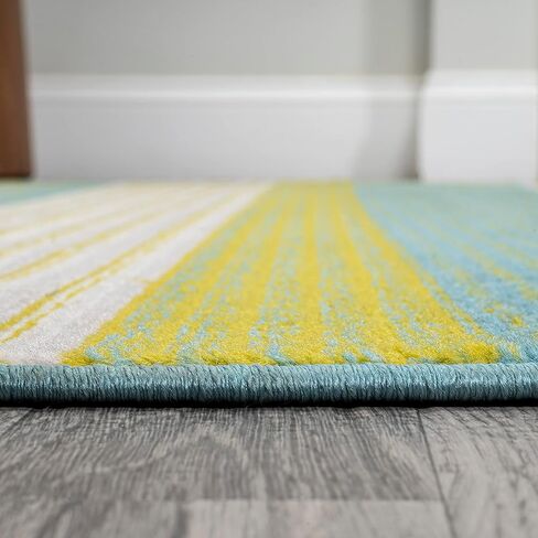JONATHAN Y Duxbury Gradient Ticking Striped Green/Blue Indoor Area Rug, 4x6, Farmhouse, Classic, Easy-Cleaning for Living Room, Bedroom, Kitchen, Pet Friendly, Non-Shedding (LUX102B-4) in Saudi Arabia