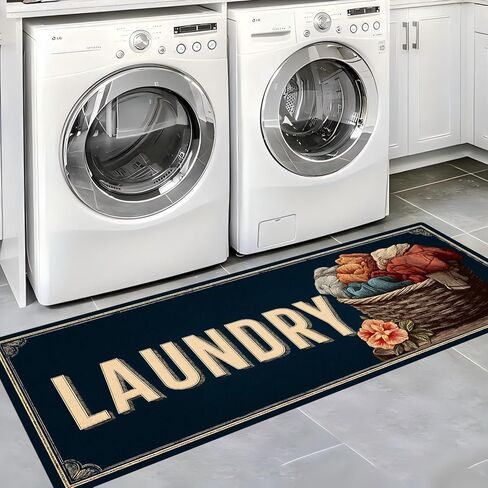 Runner Rug 20x47 inch, Non-Slip Waterproof Laundry Room Rug,Spring Summer Holiday Kitchen Runner with Festive Designs,Indoor Decorative Mat for Home (Laundry, 20x47 inch) in Saudi Arabia