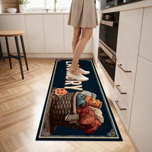 Runner Rug 20x47 inch, Non-Slip Waterproof Laundry Room Rug,Spring Summer Holiday Kitchen Runner with Festive Designs,Indoor Decorative Mat for Home (Laundry, 20x47 inch) in Saudi Arabia