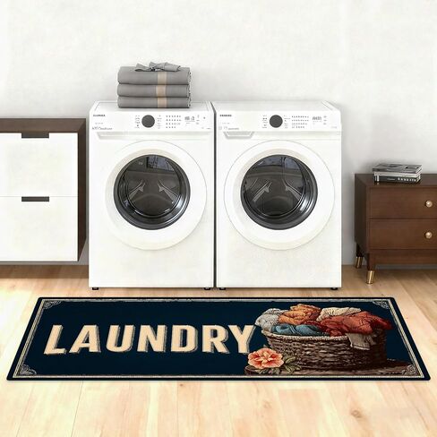 Runner Rug 20x47 inch, Non-Slip Waterproof Laundry Room Rug,Spring Summer Holiday Kitchen Runner with Festive Designs,Indoor Decorative Mat for Home (Laundry, 20x47 inch) in Saudi Arabia