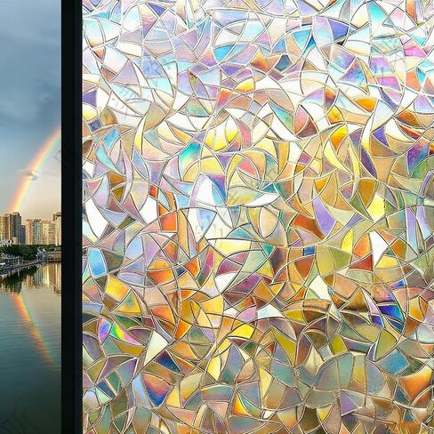 Window Privacy Film, Rainbow Film Decoration Window, 12×40 Inches, Can Be Cut, Suitable for Balconies, Bathrooms, Kitchens in Saudi Arabia