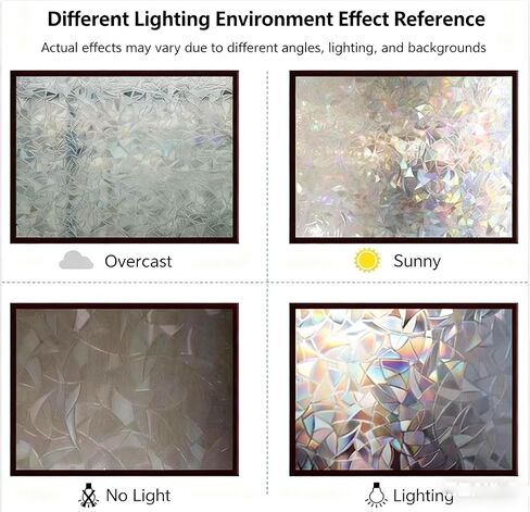 Window Privacy Film, Rainbow Film Decoration Window, 12×40 Inches, Can Be Cut, Suitable for Balconies, Bathrooms, Kitchens in Saudi Arabia
