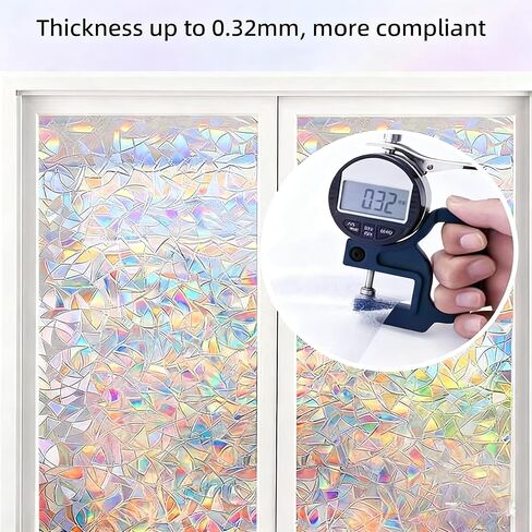 Window Privacy Film, Rainbow Film Decoration Window, 12×40 Inches, Can Be Cut, Suitable for Balconies, Bathrooms, Kitchens in Saudi Arabia