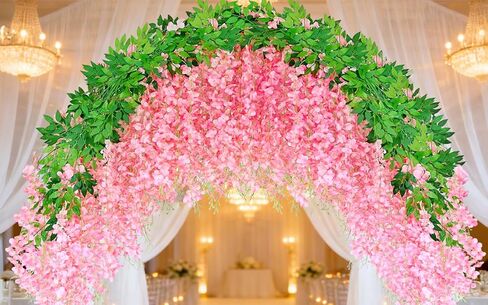 50Pcs Wisteria Hanging Flowers,3.6 Feet/Piece White Hanging Flowers Fake Wisteria Flowers Silk Artificial Garland for Decoration Wedding Party Arch Ceremony Garden Home Backdrop Decor in Saudi Arabia