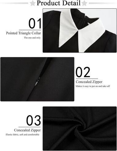 Girls Dress Costume Kids Black Dress with Socks Necklace Short Sleeve Casual Dress Halloween Costumes in Kuwait