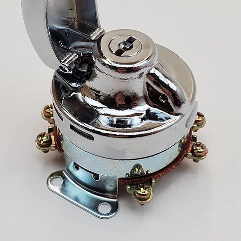 Chrome 6 Post Ignition Switch w/ 2 Switch Caps (Modern or Vintage Style) & 2 Keys for 1936-1995 Harley Big Twin w/Fat Bob base & Instrument Cover (except FLHR & FXDWG) Replaces HD# 75105-73T in Saudi Arabia